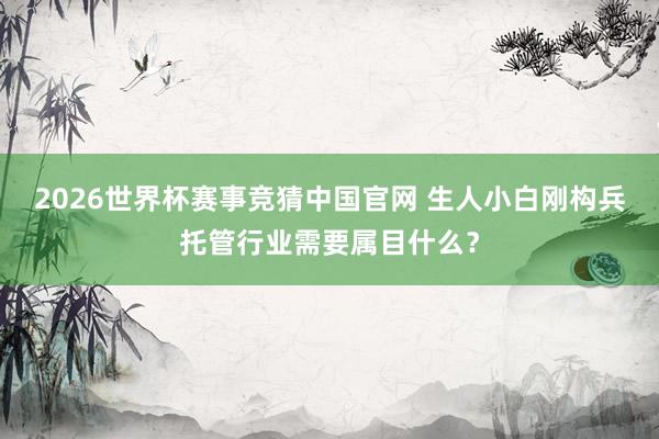 2026世界杯赛事竞猜中国官网 生人小白刚构兵托管行业需要属目什么?