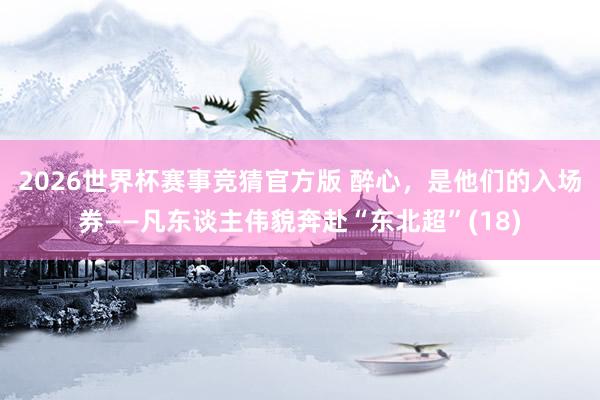 2026世界杯赛事竞猜官方版 醉心,是他们的入场券——凡东谈主伟貌奔赴“东北超”(18)