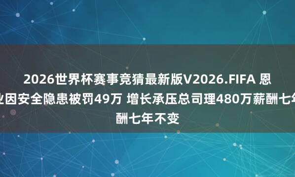 2026世界杯赛事竞猜最新版V2026.FIFA 恩华药业因安全隐患被罚49万 增长承压总司理480万薪酬七年不变