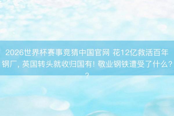 2026世界杯赛事竞猜中国官网 花12亿救活百年钢厂, 英国转头就收归国有! 敬业钢铁遭受了什么?