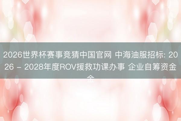 2026世界杯赛事竞猜中国官网 中海油服招标: 2026 - 2028年度ROV援救功课办事 企业自筹资金